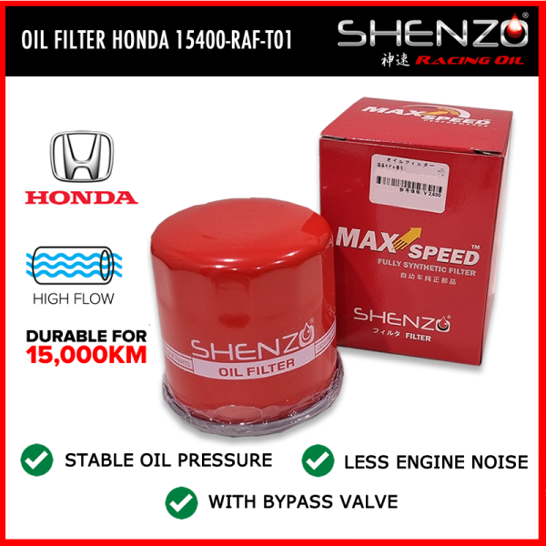 Shenzo High Flow Oil Filter for Honda Jazz City Civic Accord CRV HRV BRV WRV Insight (Part No 15400-RAF-T01)