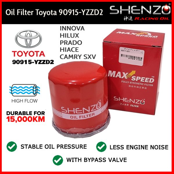 Shenzo Oil Filter For Toyota Hilux Innova Prado Hiace Camry SXV Oil Filter (Part No 90915-YZZD2)